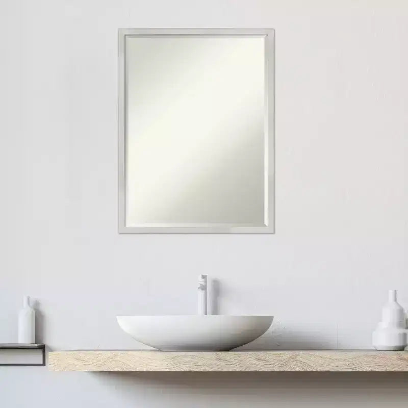Svelte Petite Bevel Wood Bathroom Wall Mirror