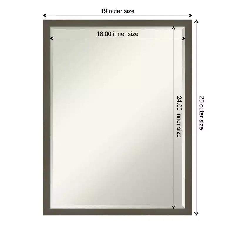 Svelte Petite Bevel Wood Bathroom Wall Mirror