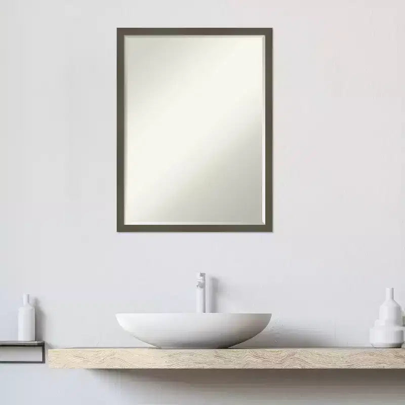 Svelte Petite Bevel Wood Bathroom Wall Mirror