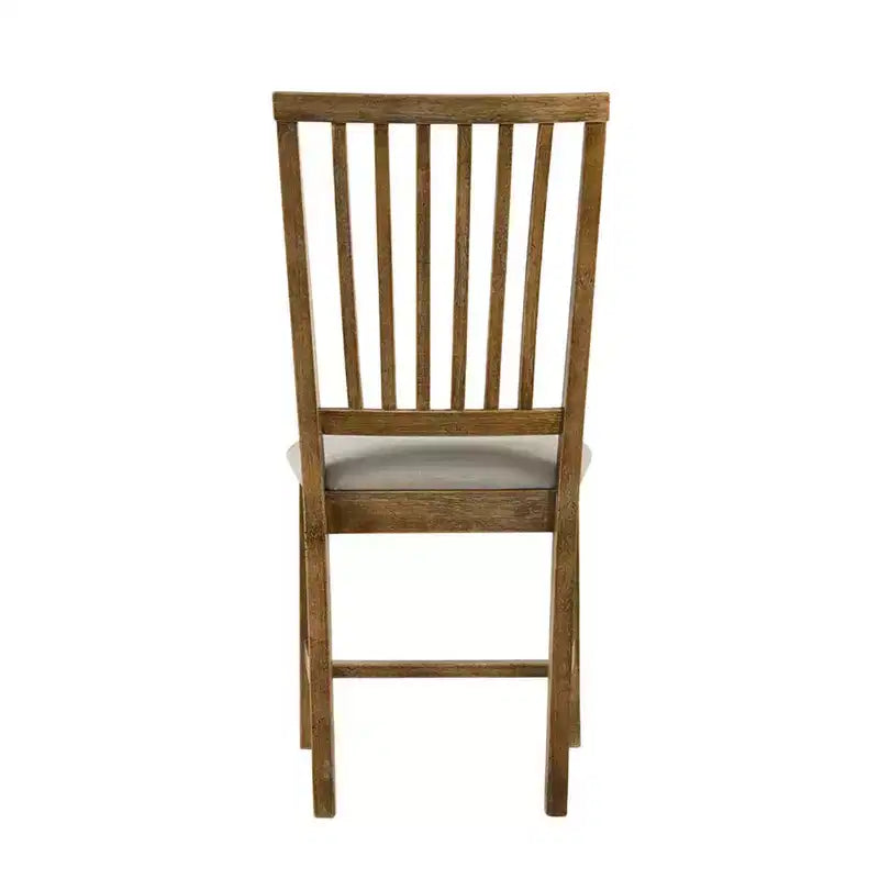 Set of 2 Upholstered Side Chair in Tan and Weathered Oak