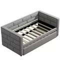 Twin Size Daybed with Trundle Bed and Padded Back, Gray